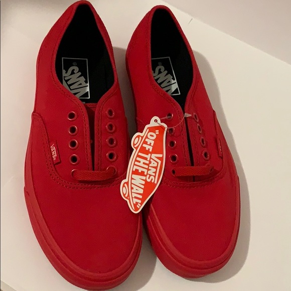 vans authentic true red & black skate shoes